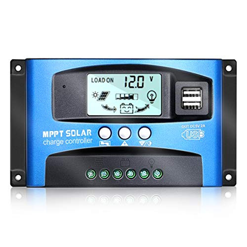 iSunergy MPPT Solar Charge Controller 100A 12V 24V Auto Solar Panel Intelligent Regulator with Dual USB Port LCD Display for Lead Acid Batteries