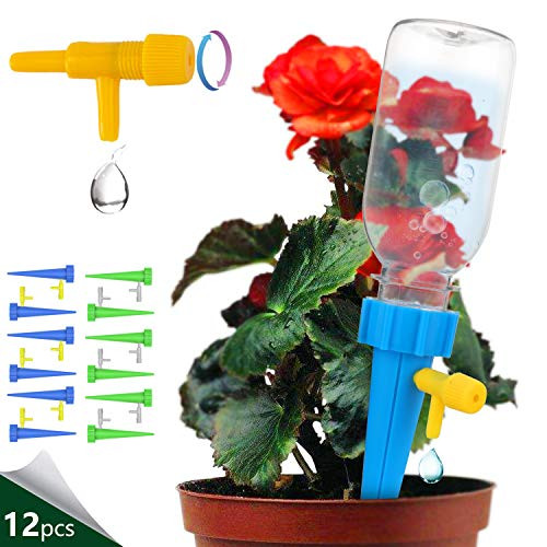 Self Watering Spikes Plant Waterer Adjustable Plant Watering Devices Automatic Vacation Drip Irrigation Watering Bulbs Globes Stakes System with Slow Release Control Valve Switch for Plants Self Watering Spikes Plant Waterer Adjustable Plant Watering Devices Automatic Vacation Drip Irrigation Watering Bulbs Globes Stakes System with Slow Release Control Valve Switch for Plants
