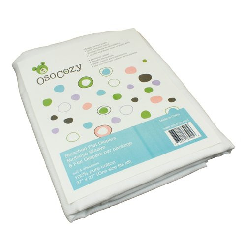 OsoCozy 6 Pack Birdseye Flat Bleached Diapers