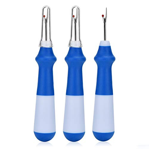 ESHATO 3 Pieces Seam Ripper with One Trimming Scissor Handy Stitch Rippers Thread Remover Tool for Sewing Crafting Removing Hems and Seams