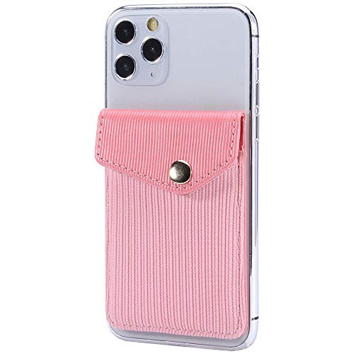 Adhesive Phone Wallet   RFID Blocking Sleeve YUNCE Cell Phone slim Leather Wallet Pink Stick On Card holder Universally fits most Cell Phones  Cases Credit Card Holder Pocket Wallet for Women Girls