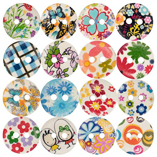 DFYOUHome Wooden Sewing Buttons with Colorful Flower Pattern Size 15mm 2 Holes Round Craft Buttons for Sewing DIY Crafts Children s Manual Button Painting Resin Flower200 DFYOUHome Wooden Sewing Buttons with Colorful Flower Pattern Size 15mm 2 Holes Round Craft Buttons for Sewing DIY Crafts Children s Manual Button Painting Resin Flower200