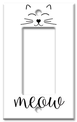 Art Plates Brand Single Gang Rocker (Decora) Switch/Wall Plate - Meow