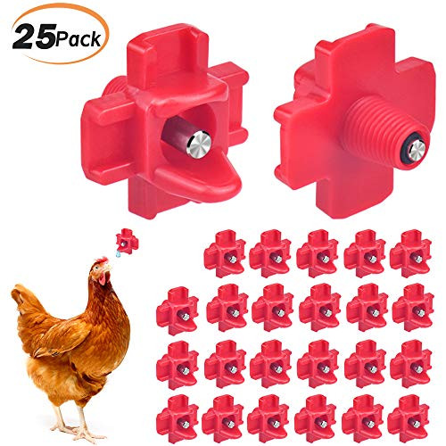 PACETAP Poultry Water Nipple 25 Pack Chicken Nipple with Horizontal Side Mount Automatic Drinkers for Chicken Quail Duck