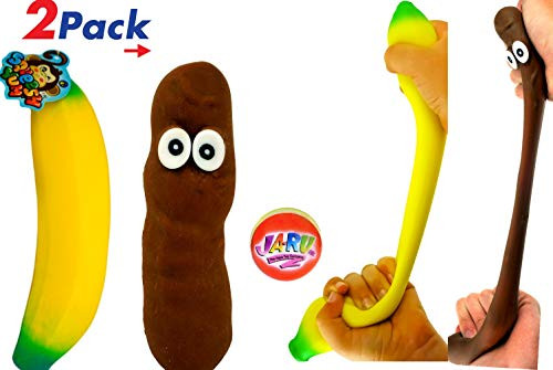 JA-RU Super Stretchy Poopster, Banana and Bouncy Ball Stretches Long, Soft, Delicious. 6448-3340p