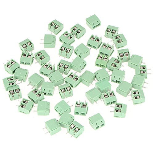 2 Pin 5mm 50 Pcs Set PCB Universal Screw Terminal Block Connector Screw Terminal Block Connector Green