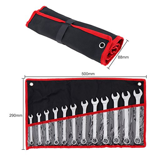 OriGlam 12pcs Metric Combination Wrench Set Ratcheting Wrench Set Ratchet Wrenches Metric Combination Combination Wrench Set Spanner Wrench Set in a Roll up Pouch