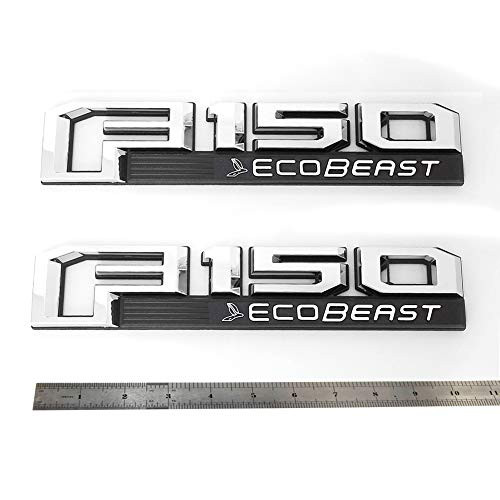 2x OEM F150 Ecobeast Emblems Right and Left Side Fender Ecoboost Badges 3D Nameplate Replacement for F 150 Genuine Parts Chrome