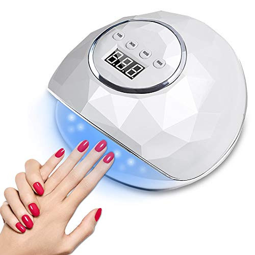 86W LED UV Nail Lamp Nail Dryer with Automatic Sensor for Fingernails and Toenails   4 Timer Setting and LCD Display Professional Curing Lamp for Nail Lovers Salon Use  White 86W
