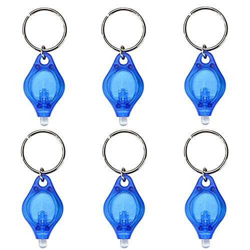 RaySoar  Pack of 6  Mini Blue LED Keychain Flashlight Blue Light Keychain Flashlight Blue Keychain Flashlight Blue Keychain Light   Blue Light with Blue Shell
