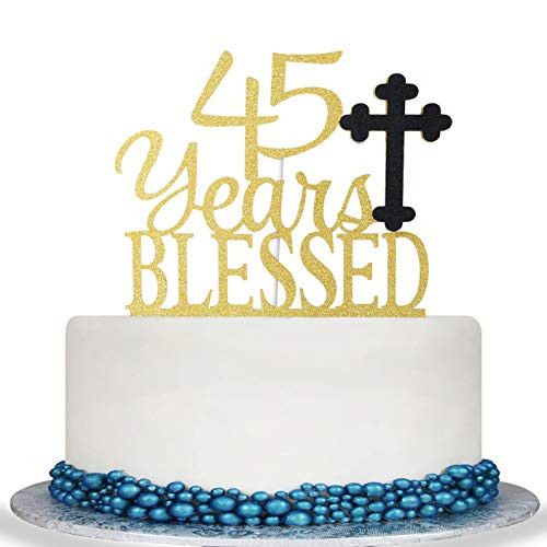 45 Year Blessed Cake Topper Cheer to 45 Years Cake Topper Gold Glitter Hello 45 45th Birthday Wedding Anniversary Party Decoration 45 Year Blessed Cake Topper Cheer to 45 Years Cake Topper Gold Glitter Hello 45 45th Birthday Wedding Anniversary Party Decoration