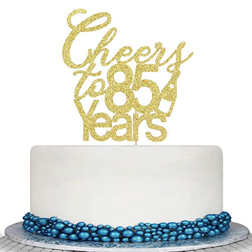 Glitter Cheers to 85 Years Cake Topper   85th Birthday Wedding Anniversary Cake Topper  Happy 85th Birthday or Vow Renewal Party Decoration Supply Ideas