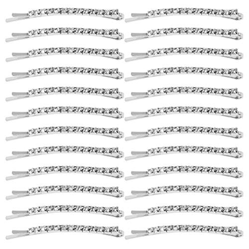 Nydotd 24Pcs Rhinestone Bobby Pin Metal Hair Clips Crystal Hair Pin Diamond Bobby Pins Decorations Silver Hairpins Hairclips Bangs Clips Gifts for Lady Women Girls  Clear