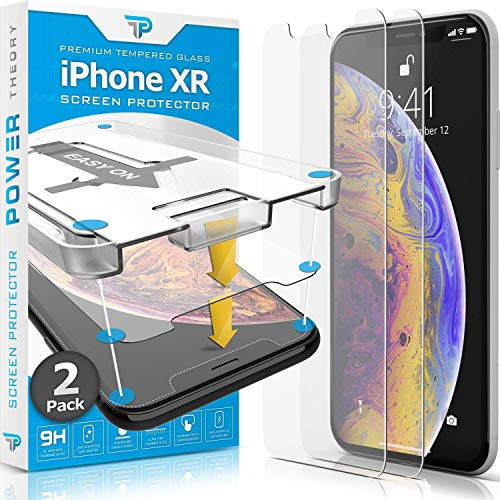 Power Theory iPhone XR Glass Screen Protector [2-Pack] with Easy Install Kit [Premium Tempered Glass]