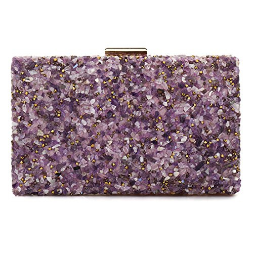EROUGE Elegant Sparkling Glitter Evening Clutch Bags Bling Evening Handbag Purses for Wedding Prom Bride  Purple