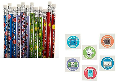 24 ANTI-BULLYING Pencils & 144 ANTI-BULLYING Tattoos "Be a Buddy" THEME Classroom GIVEAWAYS (168 pieces)
