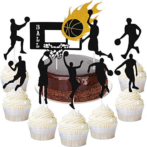50 Pieces Basketball Player Cupcake Toppers Basketball Cake Toppers for Birthday Party Baby Shower Basketball Theme Party Supplies