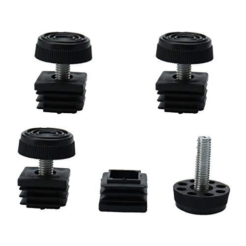 uxcell Leveling Feet 25 x 25mm Square Tube Inserts Kit Furniture Glide Adjustable Leveler for Table Sofa Leg 4 Sets