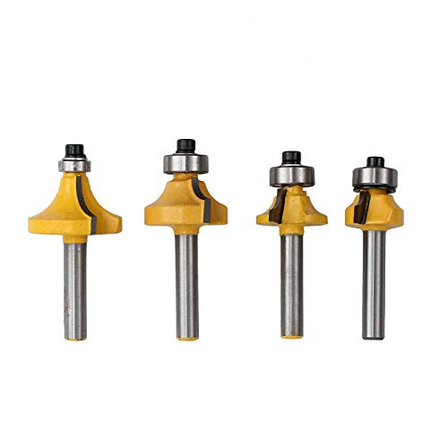 4Pcs Round Over Router Bit 1 4 Shank Round Over Edging Router Bit Set Corner Rounding Edge Forming Roundover Beading Router Bit Set   1 8   3 16   1 4   5 16   Radius