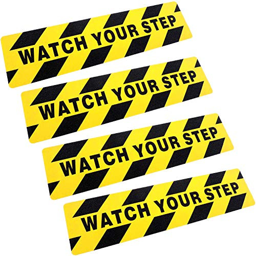 Boao 6 by 24 Inches Watch Your Step Warning Sticker Adhesive Tape Anti Slip Abrasive Tape for Workplace Safety Wet Floor Caution  4