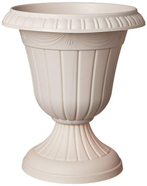 Arcadia Garden Products PL20TP Classic Traditional Plastic Urn Planter Indoor Outdoor 10  x 12  Taupe