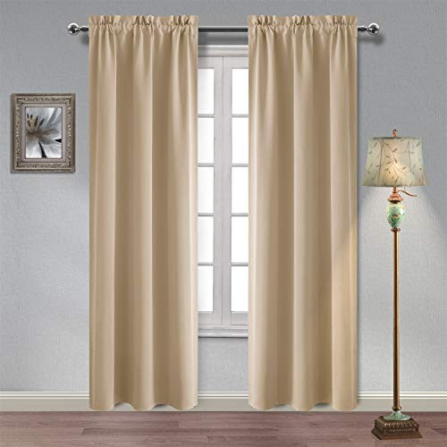 Hiasan Beige Blackout Curtains Thermal Insulated Light Reducing and Privacy Protection Room Darkening Window Curtains for Bedroom 42 x 84 Inches Long 2 Panels