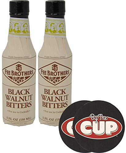 Fee Brothers Bitters Black Walnut Cocktail Bitters 5 Ounce  Pack of 2  with By The Cup Coasters