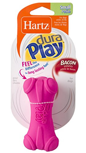 Hartz Dura Play Bacon Scented Bone Dog Toy   Small   Colors may vary