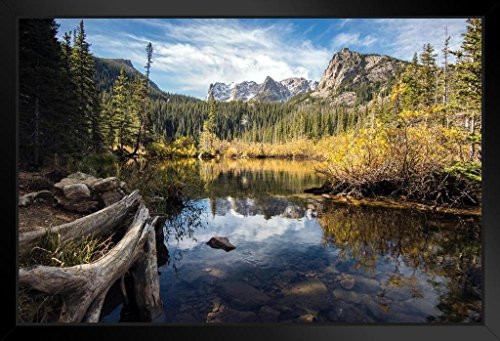 Fern Lake Colorado Rocky Mountain National Park Photo Art Print Black Wood Framed Poster 20x14