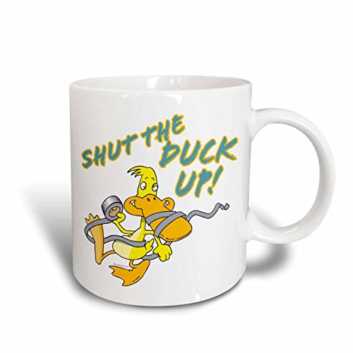 3dRose mug 104316 2 Shut The Duck Up Duct Tape Duck Toon Ceramic Mug 15 Ounce