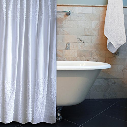 Greenland Home Ruffle Shower Curtain, White