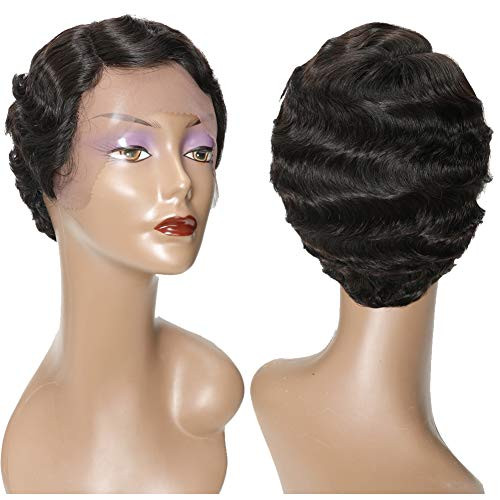 Finger Wave Wigs for Black Women Short Curly Lace Front Wigs Human Hair 150 Density Mommy Wig Brazilian Human Hair Short Pixie Cut Wig Virgin Hair Wig Fashion Style Natural Color short lace wig Finger Wave Wigs for Black Women Short Curly Lace Front Wigs Human Hair 150 Density Mommy Wig Brazilian Human Hair Short Pixie Cut Wig Virgin Hair Wig Fashion Style Natural Color short lace wig