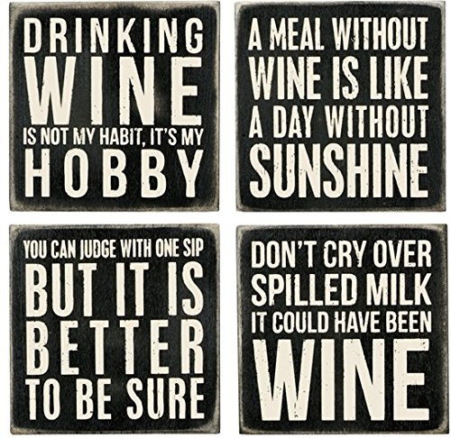 Primitives by Kathy Box Sign Coasters - Wine Primitives by Kathy Box Sign Coasters - Wine