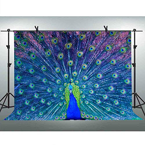 FLASIY Peacock Backdrop 10x7FT Photography Backdrops for Party Decoration Studio Photo Backgrounds Props XCAY463
