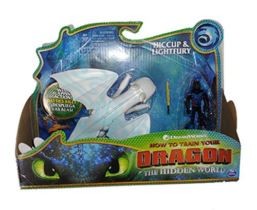 Dreamworks Dragons Lightfury and Hiccup Dragon with Armored Viking Figure for Kids Aged 4 and Up