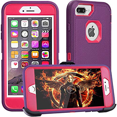 FOGEEK iPhone 8 Plus CaseiPhone 7 Plus CaseiPhone 6 Plus Case  Dust Proof  Belt Clip Heavy Duty Kickstand Cover Shockproof  PC TPU for Apple iPhone 7 PlusiPhone 6 6s Plus Purple and Rose