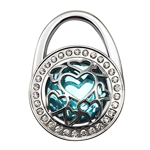 Grtdrm Multiple Hearts Style Premium Foldable Handbag Bag Purse Hanger Table Hook  Azure