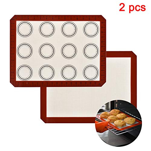 ASENKY Non Stick Silicone Macaron Baking Mat 2 Pack Food Grade Safe Silicone Baking Sheet Reusable Oven Liner for Bake Macaroon Pastry Cookie Bun Brioche Bread Making ASENKY Non Stick Silicone Macaron Baking Mat 2 Pack Food Grade Safe Silicone Baking Sheet Reusable Oven Liner for Bake Macaroon Pastry Cookie Bun Brioche Bread Making
