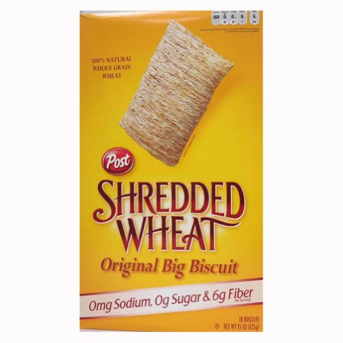 Post Shredded Wheat Original Cereal No Sugar or Salt Added 15 Ounce Boxes  Pack of 4