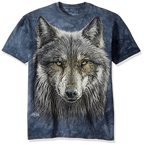 The Mountain Warrior Wolf Adult T Shirt Grey and Blue Large The Mountain Warrior Wolf Adult T Shirt Grey and Blue Large