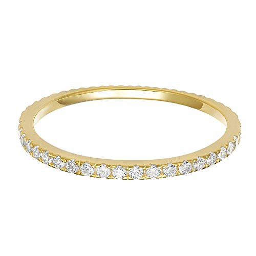 PAVOI AAAAA CZ 14K Yellow Gold Plated Silver Cubic Zirconia Stackable Eternity Ring   Size 7