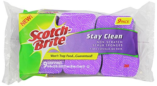 Scotch-Brite Stay Clean Non-Scratch Scrub Sponge, 9-Sponges