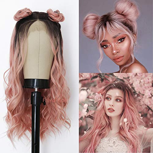 Friya Hair Dark Rooted Ombre Pink 2 Tone color Lace Front Wigs Long Deep Curly Loose Wave Wig Synthetic Heat Resistant Fiber Hair Glueless lace Wig With Baby Hair Natural Hairline for Women 24 Inch Friya Hair Dark Rooted Ombre Pink 2 Tone color Lace Front Wigs Long Deep Curly Loose Wave Wig Synthetic Heat Resistant Fiber Hair Glueless lace Wig With Baby Hair Natural Hairline for Women 24 Inch