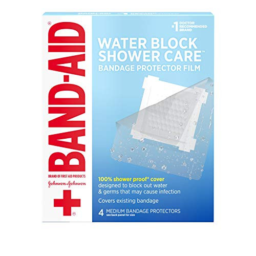 Band Aid Brand First Aid Water Block Shower Care Clear Bandage Protector Bandage Cover to Block Out Water Germs Medium Sized 4 ct Pack of 4 Band Aid Brand First Aid Water Block Shower Care Clear Bandage Protector Bandage Cover to Block Out Water Germs Medium Sized 4 ct Pack of 4