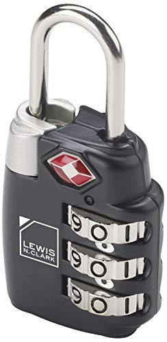 Lewis N Clark Travel Sentry TSA Approved Luggage Lock Large 3 Dial Combination with Easy Read Dials   Black