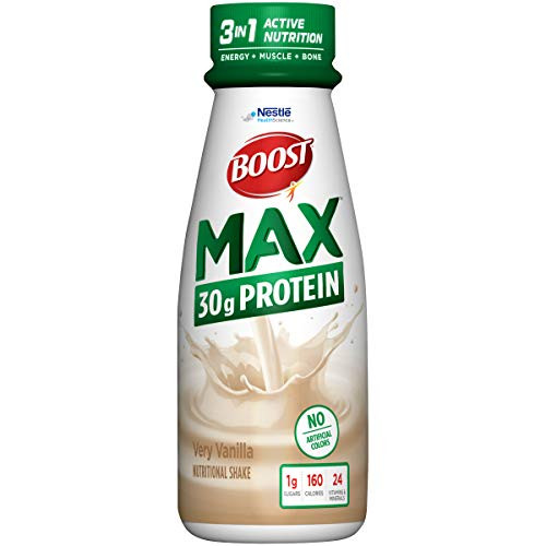 Boost Nutritional Drinks Max High Protein Nutritional Drink Very Vanilla 11 Ounce Bottle  Pack of 12