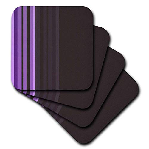 3dRose cst 30054 1 Funky Retro Stripes Purple Soft Coasters Set of 4