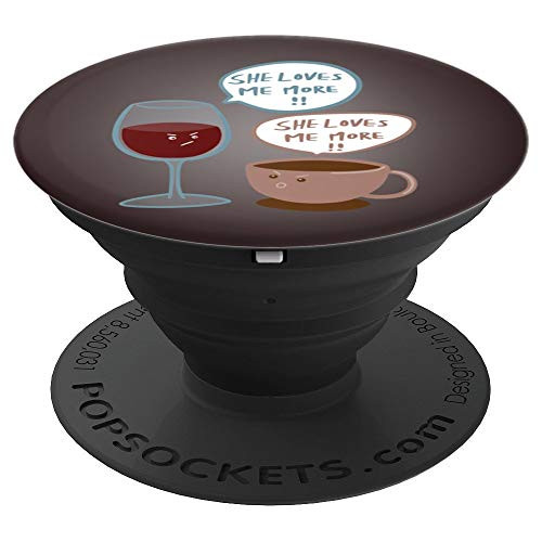 Wine VS Coffee   Funny Fight Grip Wine   Coffee Lover Gift PopSockets Grip and Stand for Phones and Tablets
