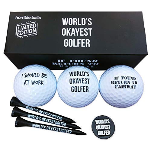 Horrible Balls Golf Funny Gift Sets  Funny Gag Novelty Present for Him for Golfers   Worlds Okayest Golfer Pack