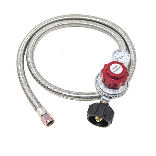 GasOne 2123 4 ft Propane Regulator and Hose 0 30PSI with PSI Gauge